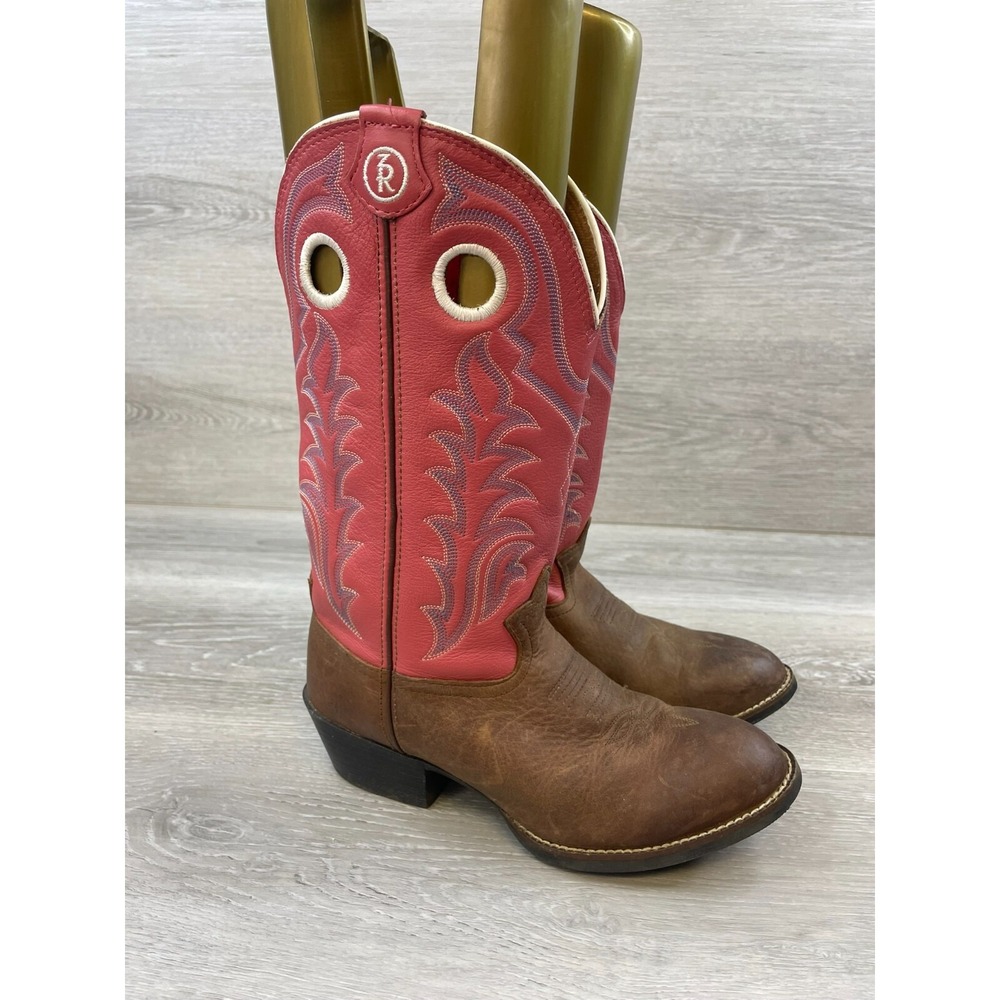 Tony Lama LL402 Youth Girls Cowboy Western‎ Boots Pink Brown Leather Rodeo 3.5
